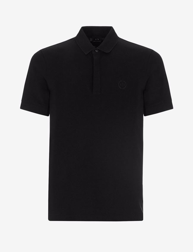 Armani Exchange Polo A Maniche Corte Nero Cotone, Elastan
