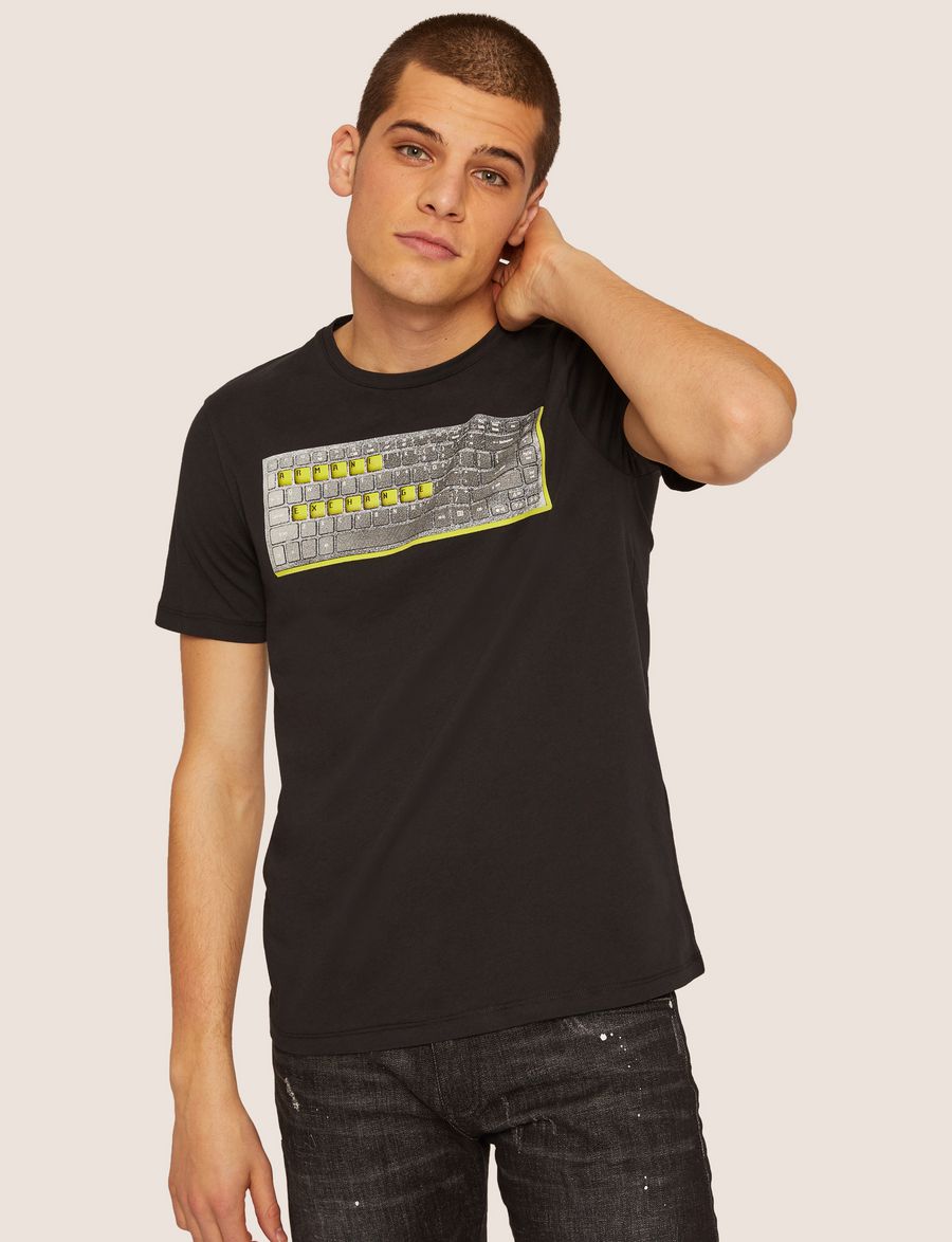 Regular Exchange Crew Graphic Fit Armani T Keyboard Neon qw85d5