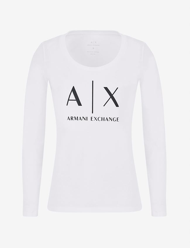 Armani Exchange T-Shirt Con Logo Bianco Cotone