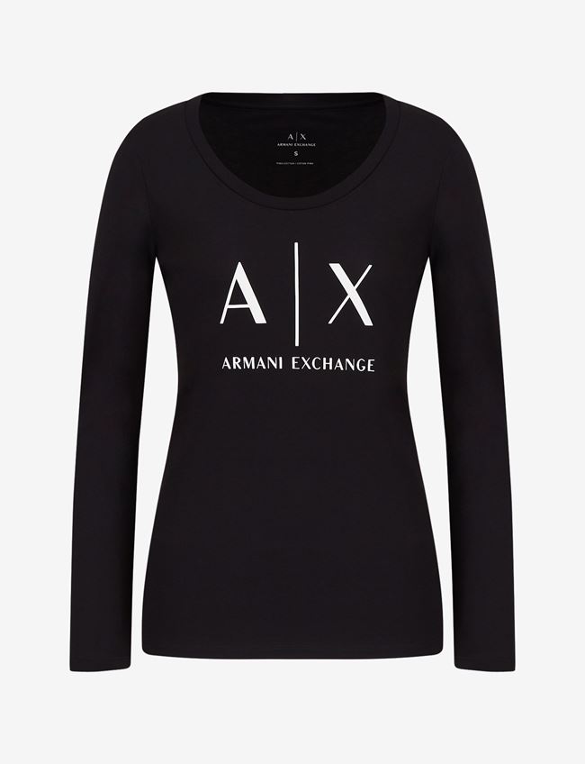 Armani Exchange T-Shirt Con Logo Nero Cotone