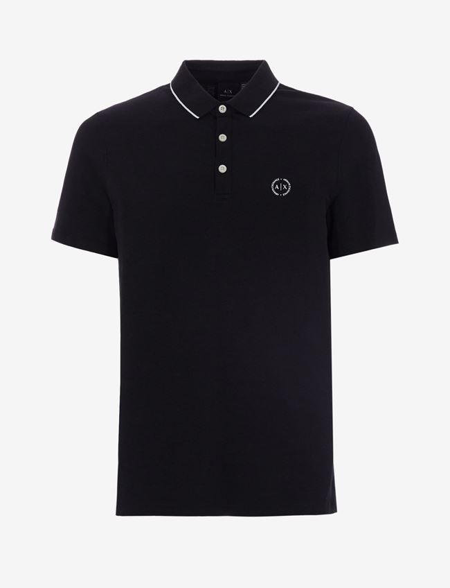Armani Exchange Polo A Maniche Corte Nero Cotone, Elastan