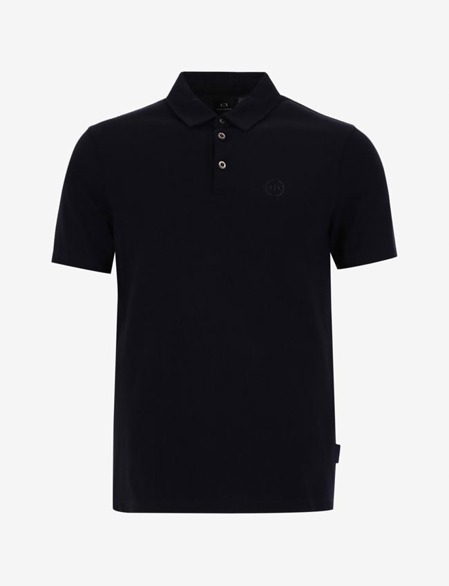 Armani Exchange Polo A Maniche Corte Blu Navy Cotone, Elastan