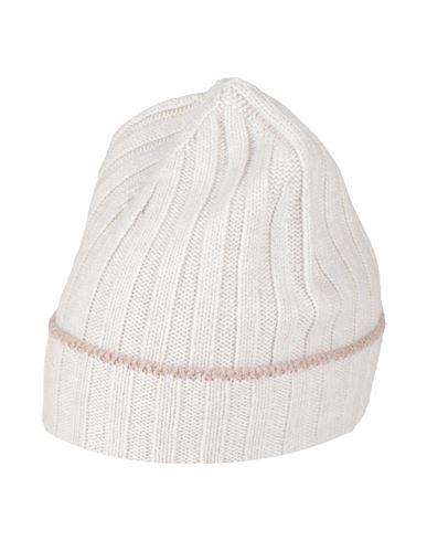 Brunello Cucinelli Man Hat Cream Size L Cashmere In White