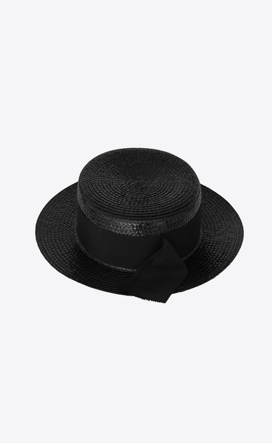 Small boater hat in varnished straw