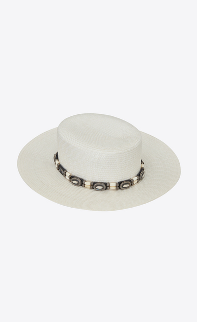 Large boater hat in varnished straw
