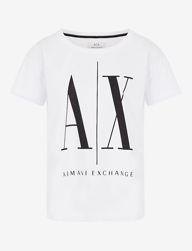 Armani Exchange T-Shirt Con Logo Bianco/Nero Cotone