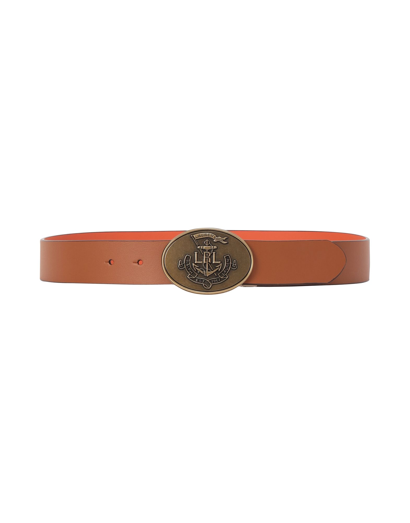 《送料無料》LAUREN RALPH LAUREN レディース ベルト オレンジ XS 牛革 100% Anchor Reversible Leather Belt