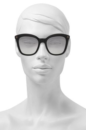 Click to view more detailed imagery on our partner's website Gucci Woman D-Frame Acetate And Burnished Gold-Tone Sunglasses Black