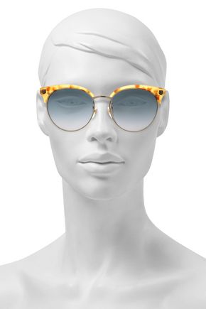 Click to view more detailed imagery on our partner's website Gucci Woman Clubmaster Printed Acetate And Burnished Gold-Tone Sunglasses Gold