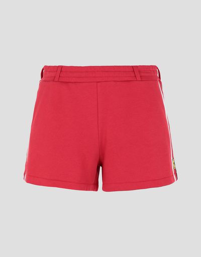 Scuderia Ferrari Online Store - Women’s French terry shorts with contrasting stripes - Shorts