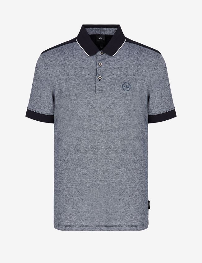Armani Exchange Polo A Maniche Corte Blu Navy Cotone