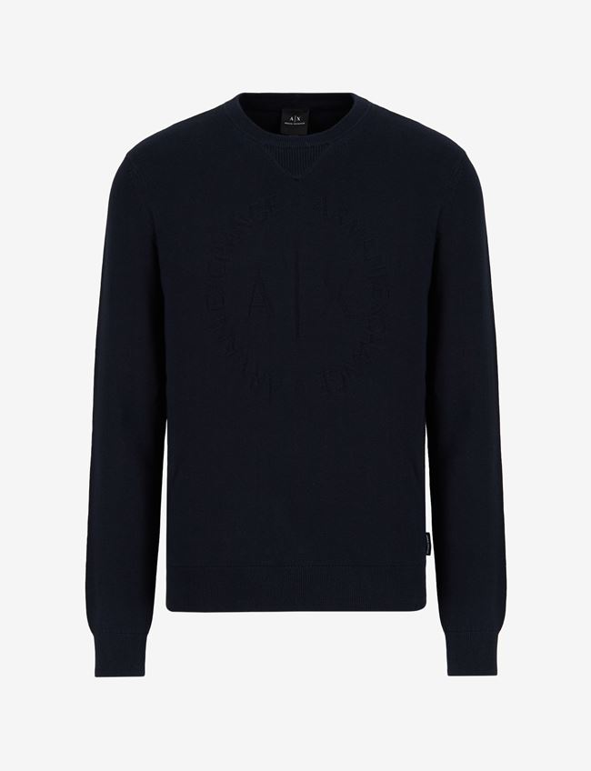 Armani Exchange Maglia Girocollo Blu Navy Cotone