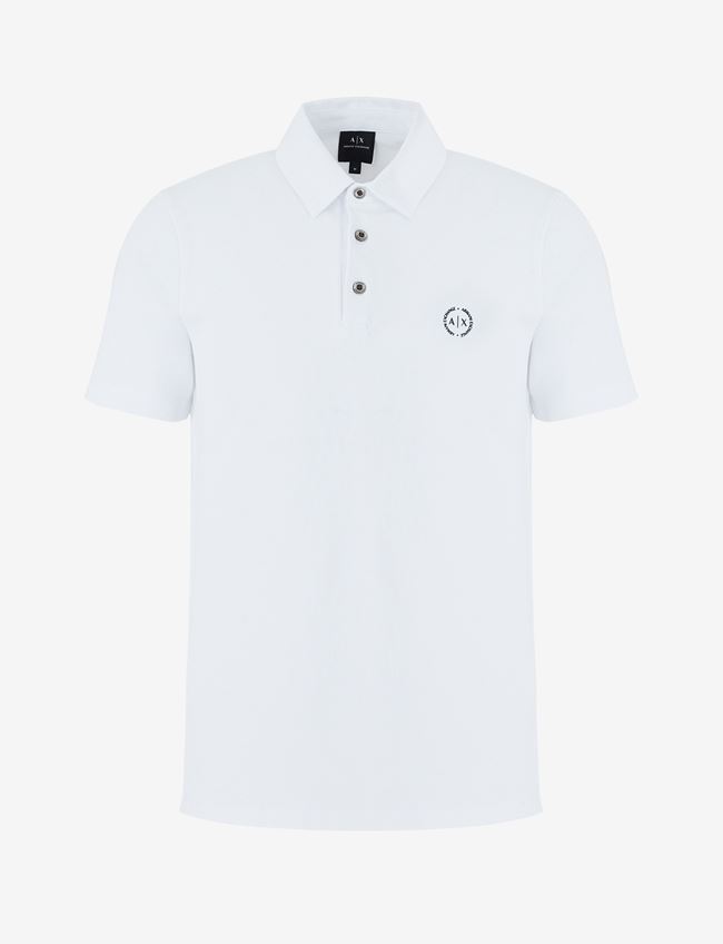 Armani Exchange Polo A Maniche Corte Bianco Cotone, Elastan