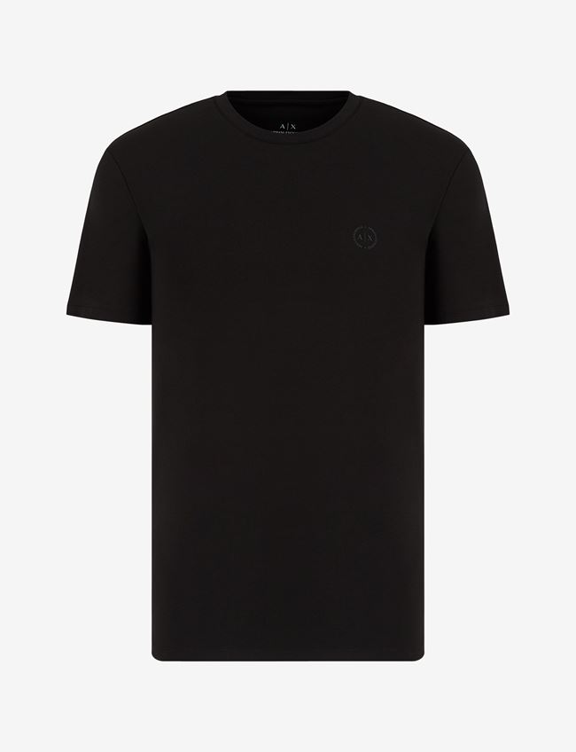 Armani Exchange T-Shirt Con Logo Nero Cotone, Elastan