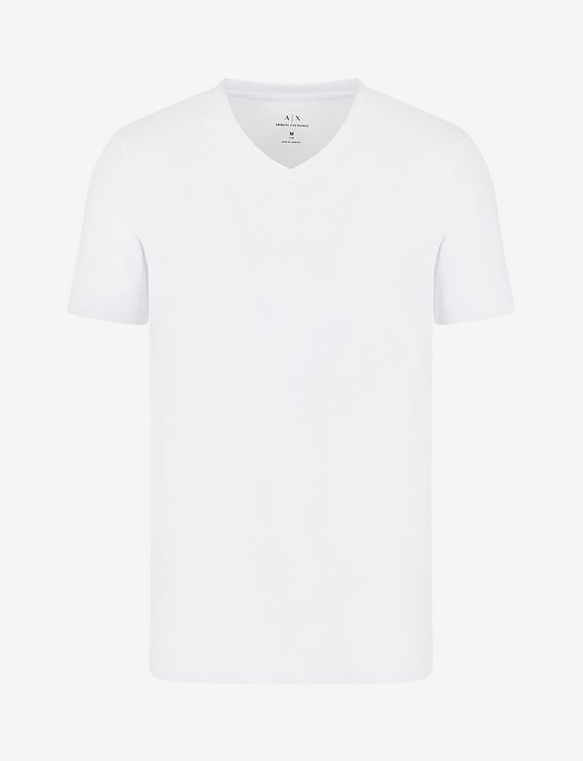 Armani Exchange T-Shirt Con Logo Bianco Cotone, Elastan