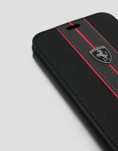 Scuderia Ferrari Online Store - Black wallet case with contrasting insert for the iPhone X and XS - Smartphone Accessories