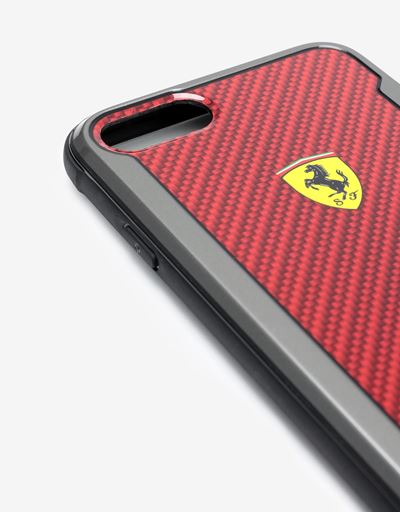 Scuderia Ferrari Online Store - Red carbon fibre effect hard case for iPhone 8 - Smartphone Accessories