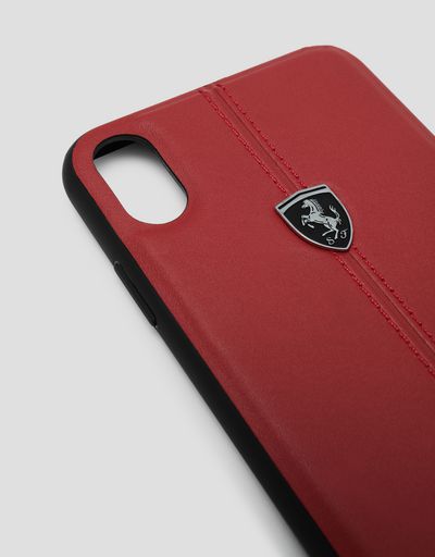 Scuderia Ferrari Online Store - Red rigid leather case for the iPhone XS Max - Smartphone Accessories