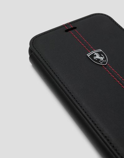 Scuderia Ferrari Online Store - Black leather wallet case for the iPhone XS Max - Smartphone Accessories