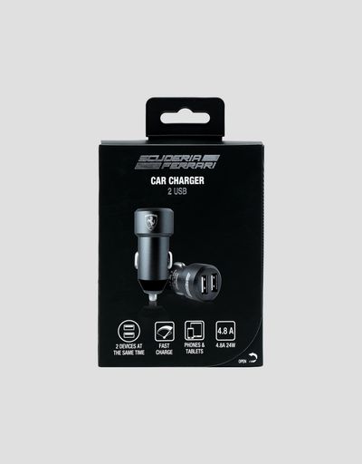 Scuderia Ferrari Online Store - Silver car charger with two USB ports - Other Tech