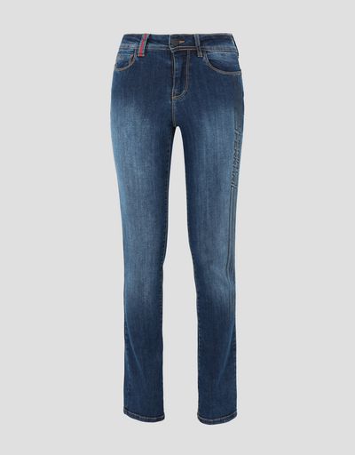 Scuderia Ferrari Online Store - Women's five-pocket super skinny jeans with print - 5-pocket trousers