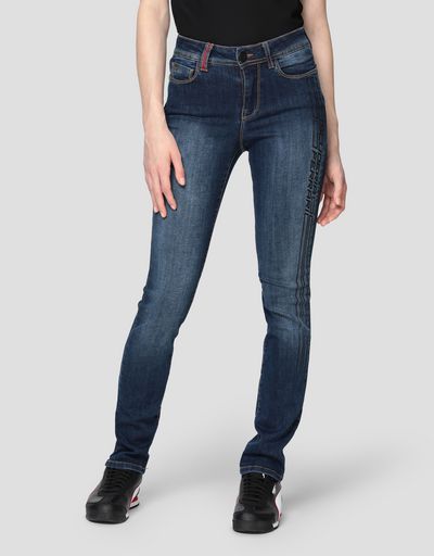 Vaqueros de cinco bolsillos super skinny con estampado para mujer