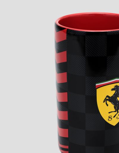 Scuderia Ferrari Online Store - Ceramic Scuderia Ferrari mug with 3D effect checker print - Mugs & Cups