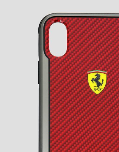 Scuderia Ferrari Online Store - Red rigid carbon fiber effect case for the iPhone XS Max - Smartphone Accessories