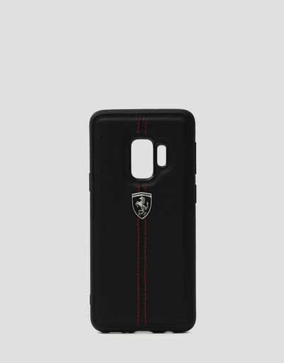 Funda rígida de piel de color negro para Samsung Galaxy S9