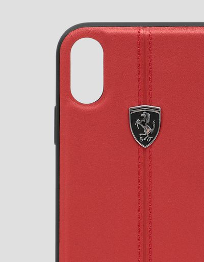 Scuderia Ferrari Online Store - Red rigid leather case for the iPhone XR - Smartphone Accessories