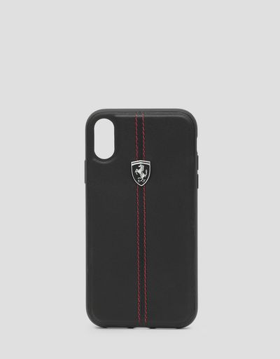 Funda rígida de piel de color negro para iPhone XR