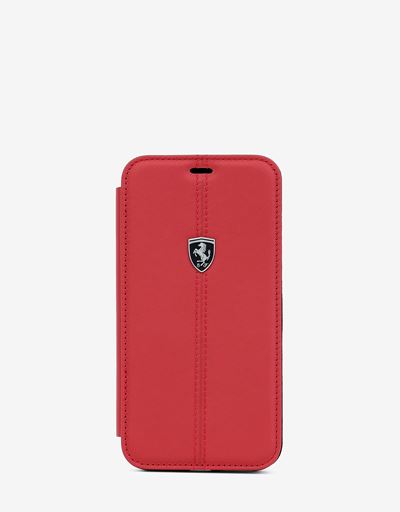 Red leather flip case for iPhone 8