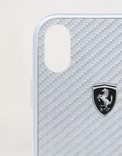 Scuderia Ferrari Online Store - ジェニュインシルバーカーボンファイバー iPhone XRカバー - スマートフォンアクセサリー