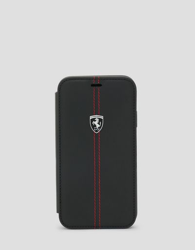 Funda de piel tipo cartera de color negro para iPhone XR