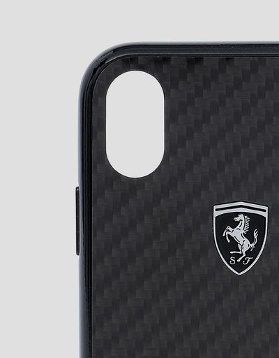 Scuderia Ferrari Online Store - Black rigid carbon fiber case for the iPhone XR - Smartphone Accessories