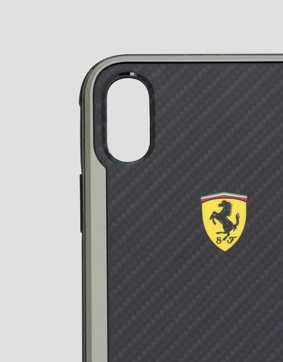 Scuderia Ferrari Online Store - Black carbon fibre effect hard case for iPhone XS Max - Smartphone Accessories