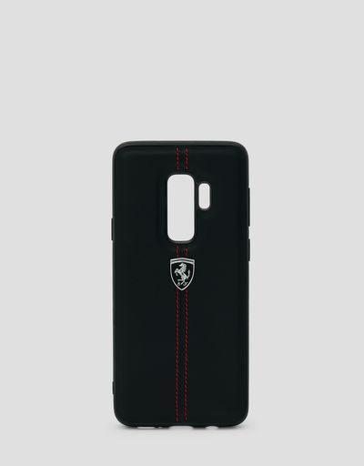 Funda rígida de piel de color negro para Samsung Galaxy S9 Plus
