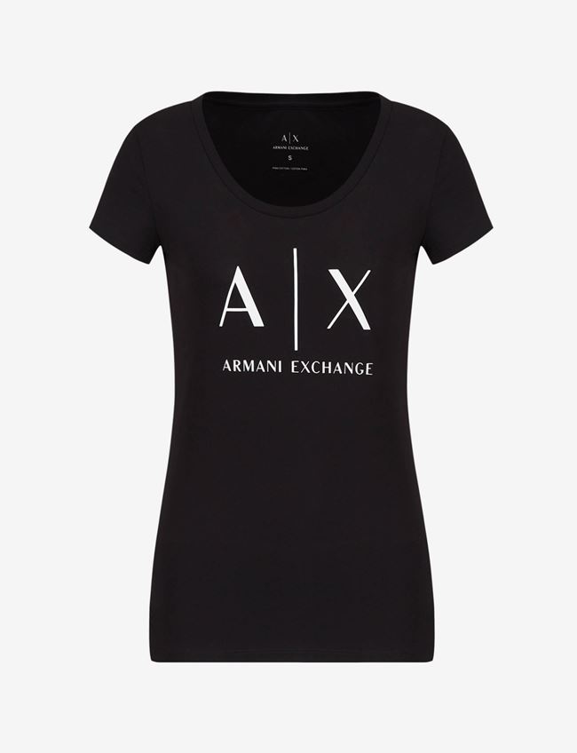 Armani Exchange T-Shirt Con Logo Nero Cotone