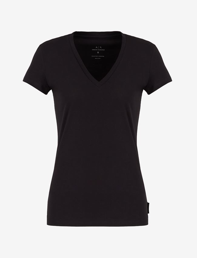 Armani Exchange T-Shirt A Tinta Unita Nero Cotone