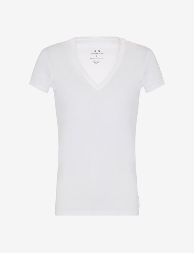 Armani Exchange T-Shirt A Tinta Unita Bianco Cotone