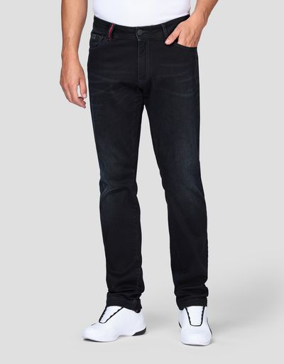 Мужские джинсы с пятью карманами и принтом в виде стрелки