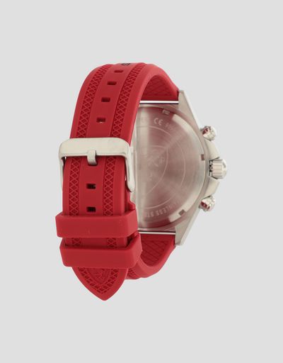 Scuderia Ferrari Online Store - Chronograph Pilota watch with black dial and red strap - Chrono Watches