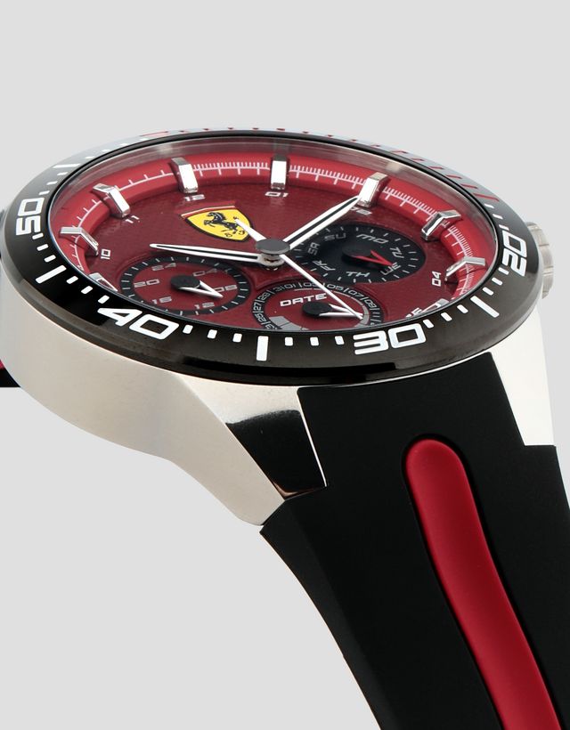 Ferrari Red Rev T watch with red dial and black wrist strap Man ...
