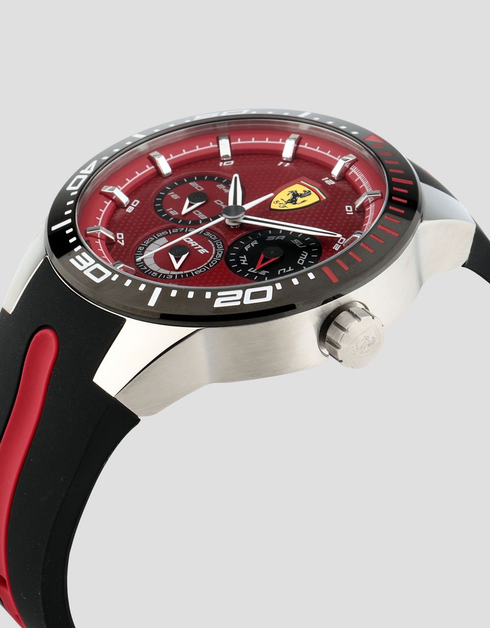 Ferrari Red Rev T watch with red dial and black strap Man | Scuderia ...