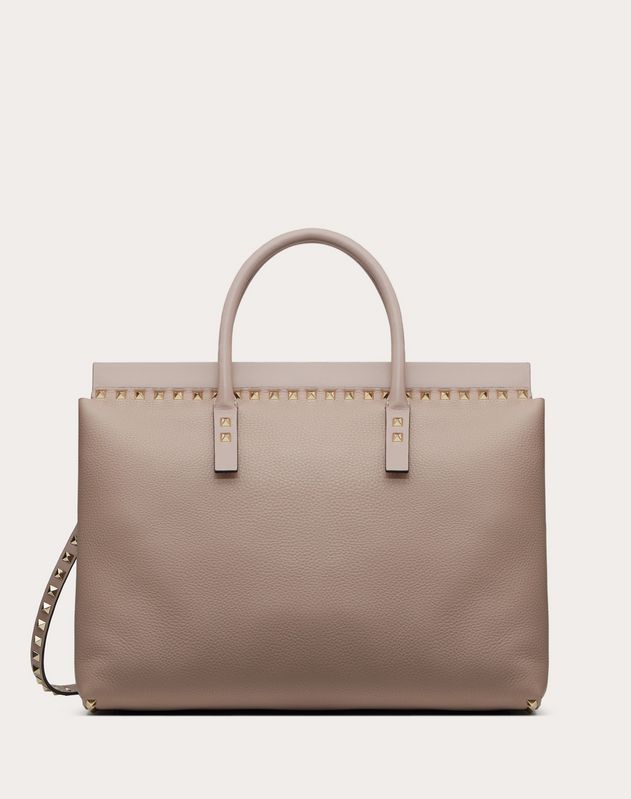 Medium Rockstud Grainy Calfskin Handbag For Woman