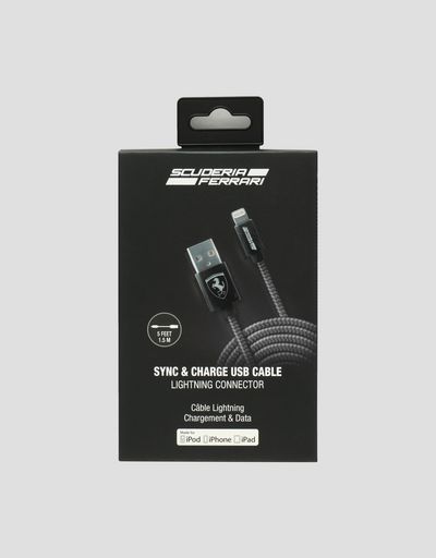 Scuderia Ferrari Online Store - Black USB iPhone cable - Smartphone Accessories