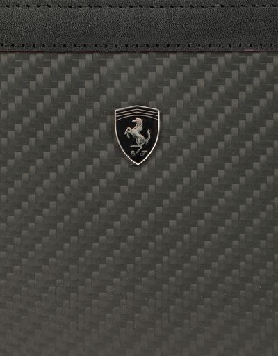 Scuderia Ferrari Online Store - EVO leather and carbon fiber zip-around wallet - Zip-around Wallets