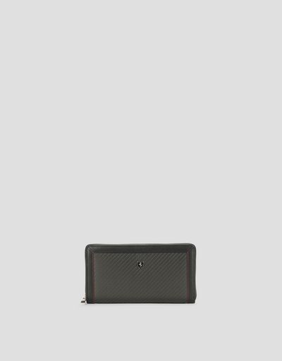 EVOウォレット ジップアラウンド レザー＆カーボンファイバー製