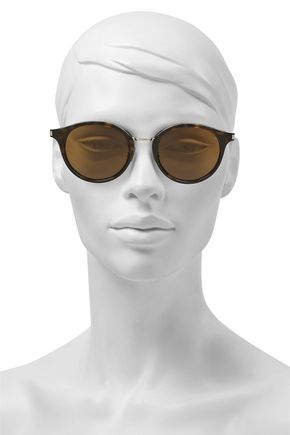 Click to view more detailed imagery on our partner's website Saint Laurent Woman Round-Frame Tortoiseshell Acetate And Silver-Tone Sunglasses Brown