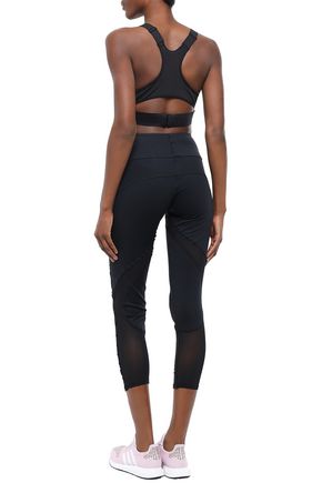 Mesh trimmed perforated tech jersey sports bra | ADIDAS by Mesh trimmed perforated tech jersey sports bra | ADIDAS by